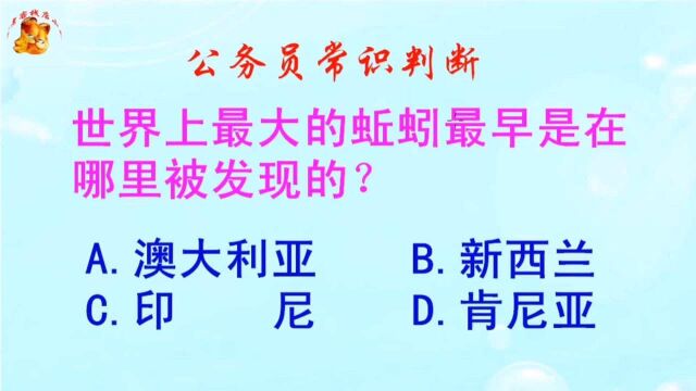 公务员常识判断,世界上最大的蚯蚓最早是在哪里被发现的?