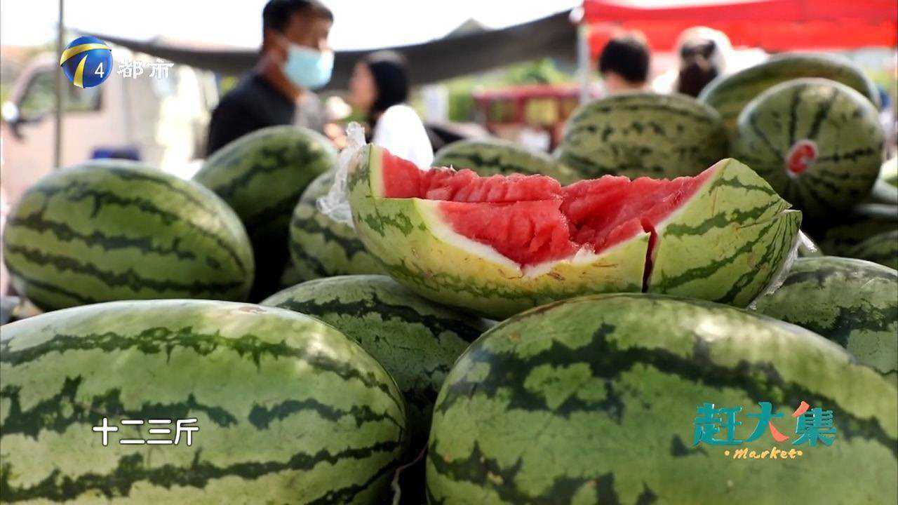 大集上“西瓜届白砂糖”和宝坻本地瓜打擂台,咬一口满满幸福感!