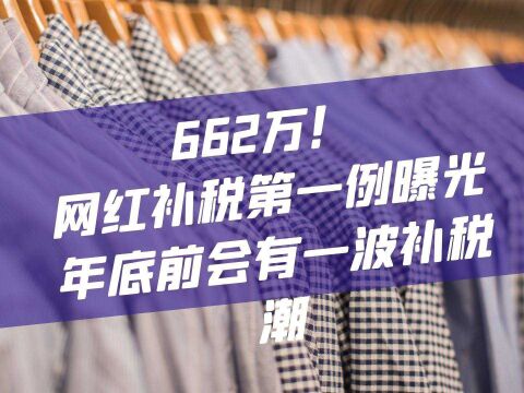 662万!网红补税第一例曝光,年底前会有一波补税潮