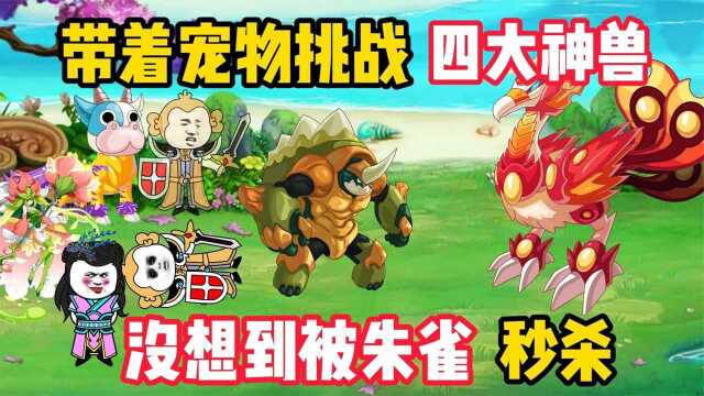 9. 带着我的宠物挑战四大神兽!降伏玄武后,不料一招被朱雀秒杀!