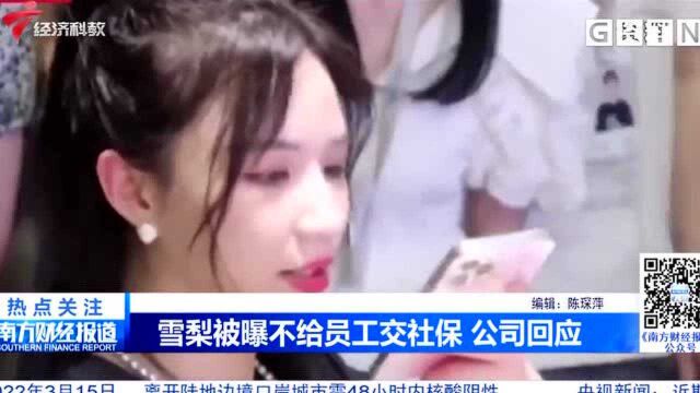 雪梨被曝不给员工交社保 公司回应