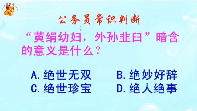 公务员常识判断,“黄绢幼妇,外孙韭臼”暗含的意义是什么?