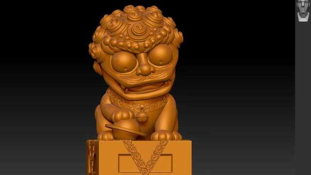 石雕小狮子zbrush雕刻快速演示