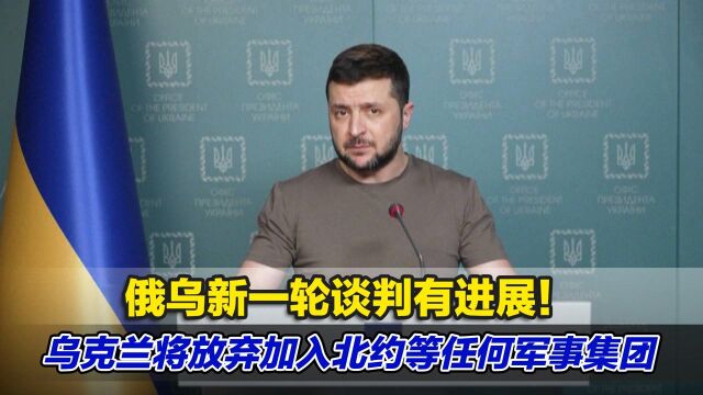 俄乌新一轮谈判有进展!乌克兰将放弃加入北约等任何军事集团