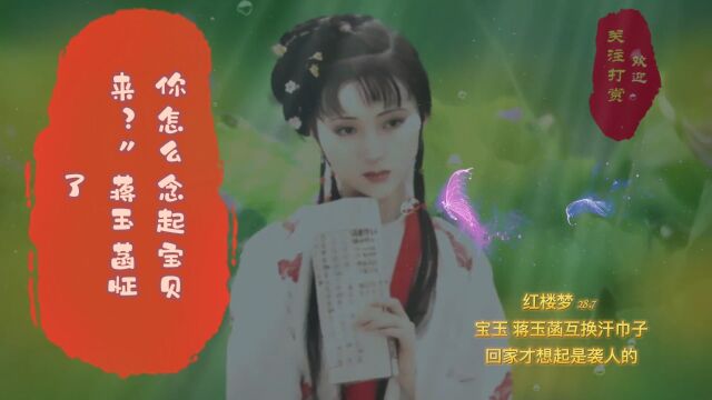 红楼梦 28.7 宝玉 蒋玉菡互换汗巾子 回家才想起是袭人的