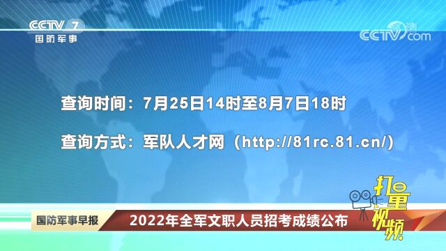 2022年全军文职人员招考成绩公布