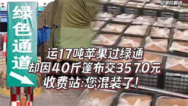 运17吨苹果过绿通,却因40斤篷布交3570元路费,收费站:您混装了