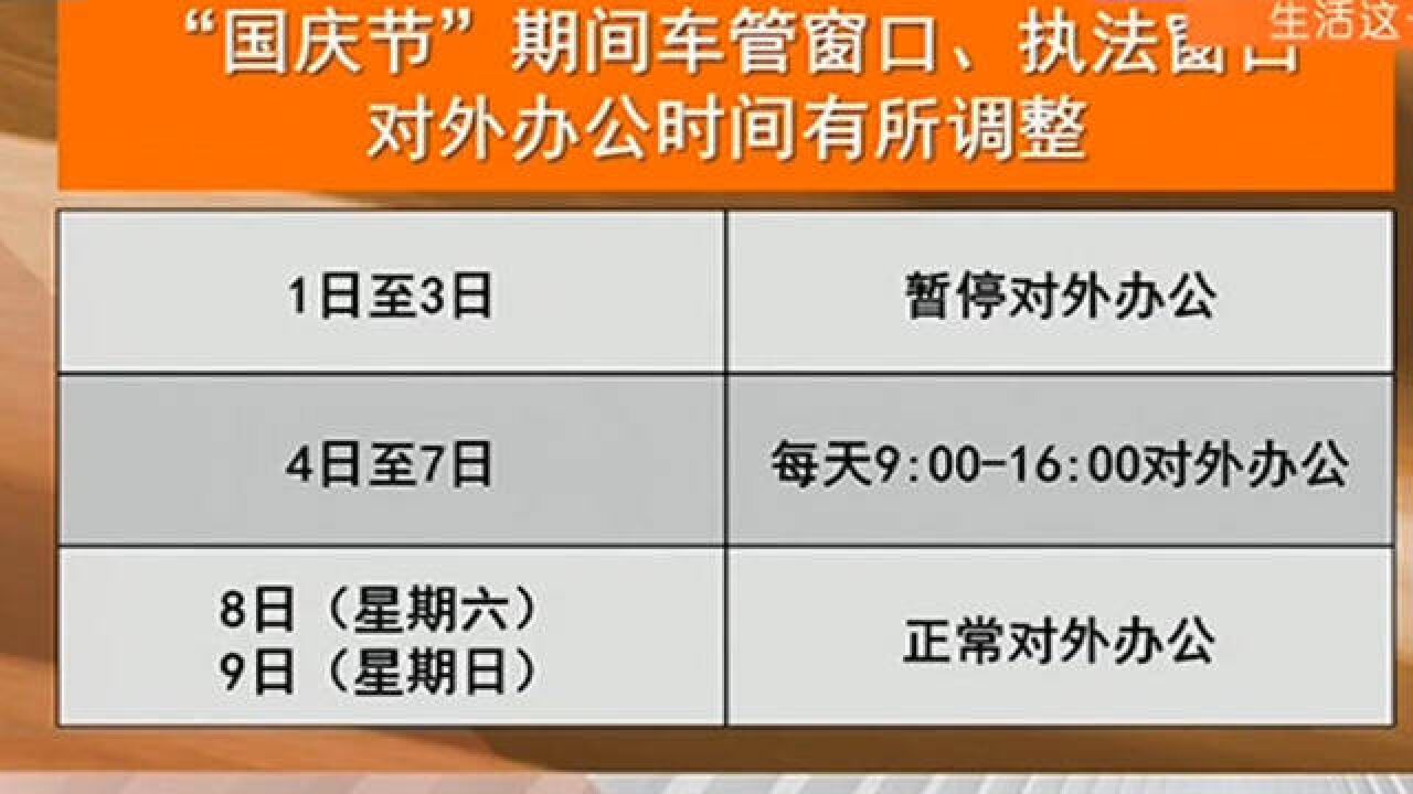 10月1日至3日,北京车管窗口、执法窗口暂停对外办公