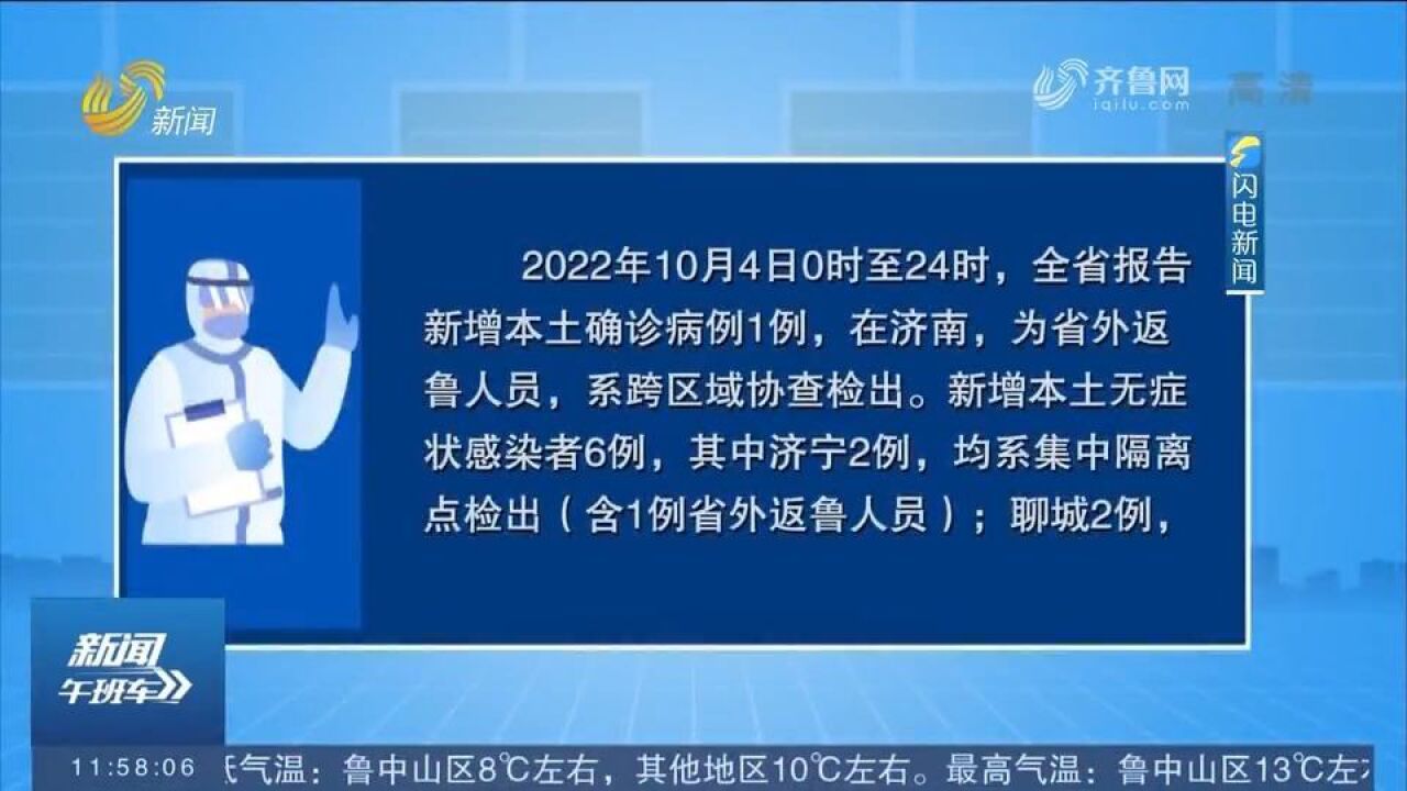 山东昨日新增本土确诊病例1例,本土无症状感染者6例