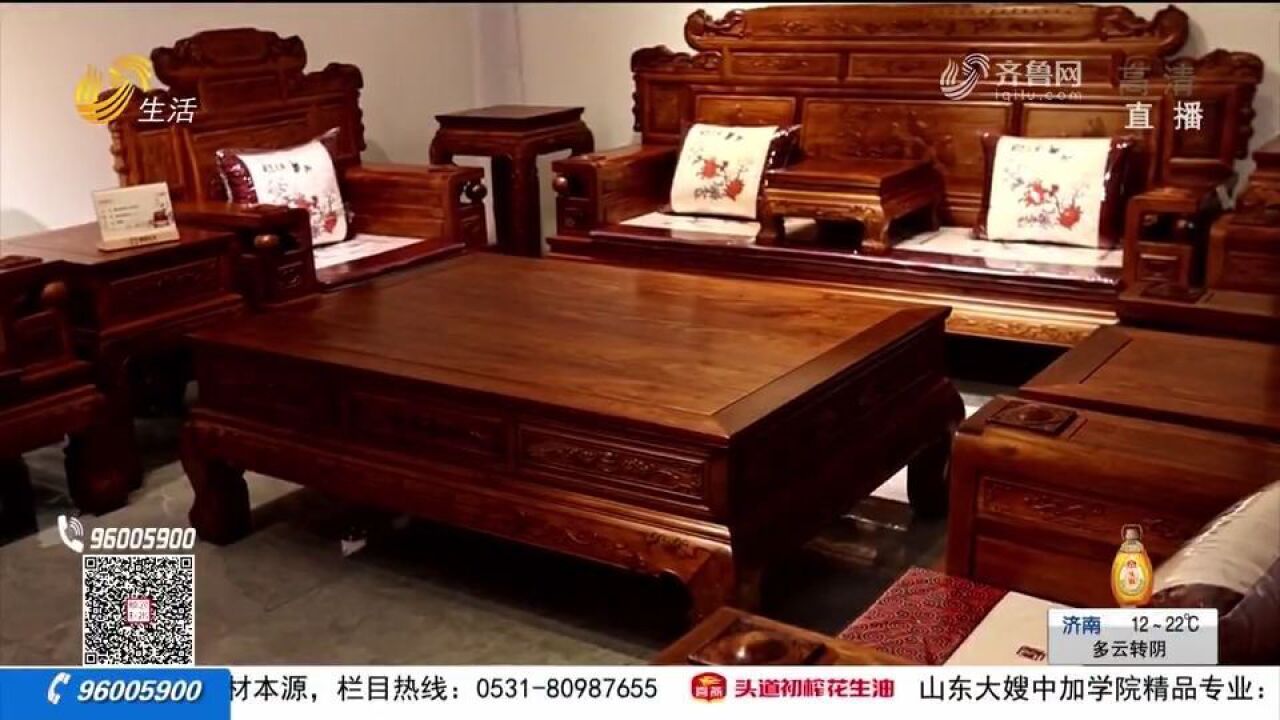 走进红木工厂,150多套精品家具被展出,大师级雕刻工艺寓意美好