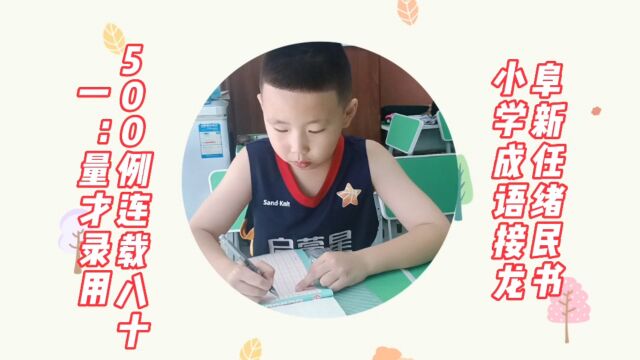 阜新任绪民书小学成语接龙500例连载八十一:量才录用