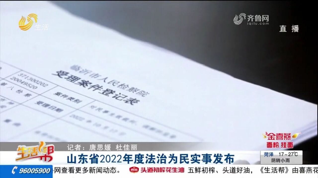 权威发布!山东省2022年度法治为民实事发布,这12件实事获评