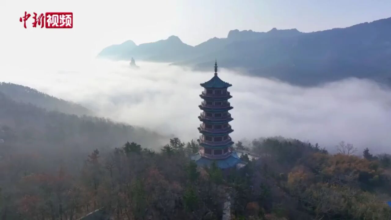 航拍:山东荣成赤山平流雾“仙气飘飘”