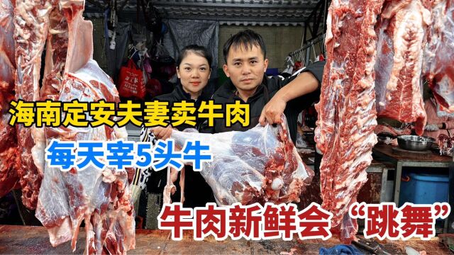 海南定安“会跳舞的牛肉”,卖80块1斤,小镇90多家牛肉店,震撼