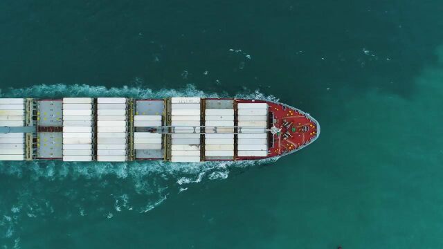 Drone Shot of Cargo Containers Terminal Ships at Dock Port