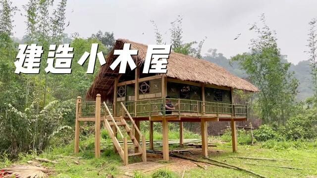 60天独自建造小木屋. #野外建造 #木屋建造 #荒野建造