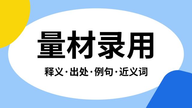 “量材录用”是什么意思?