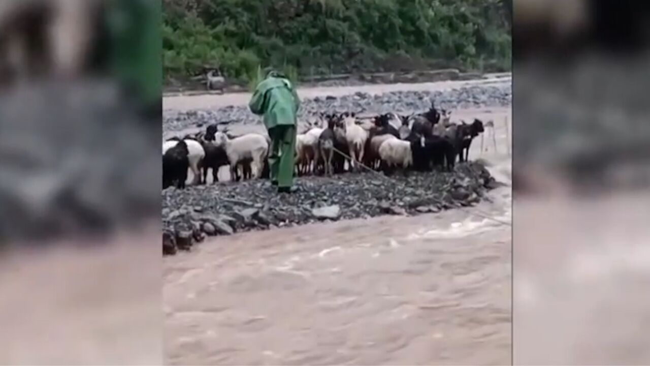 河南新乡河道水位突涨,村民合力救援被困群众