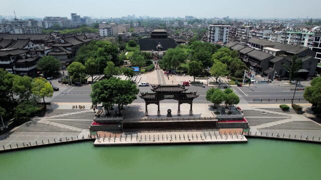 航拍扬州东关大街全景