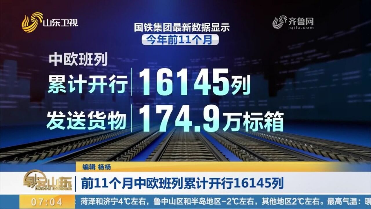 国铁集团:2023年前11个月中欧班列累计开行16145列