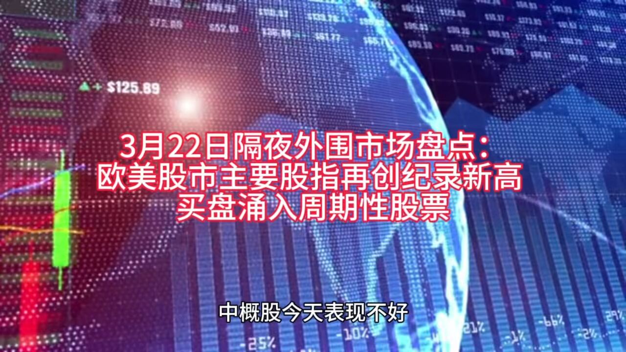 22日隔夜外围市场盘点:欧美主要股指再创纪录新高