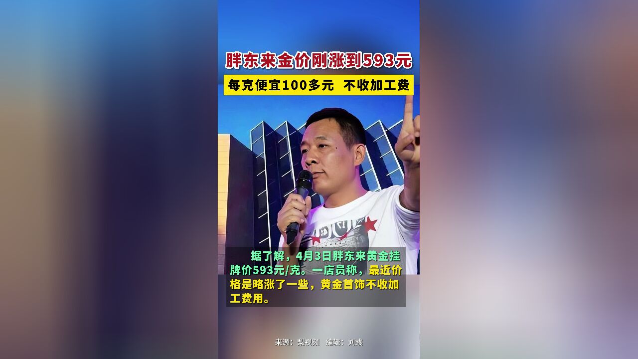 胖东来金价刚涨到593元,每克便宜100多元,不收加工费