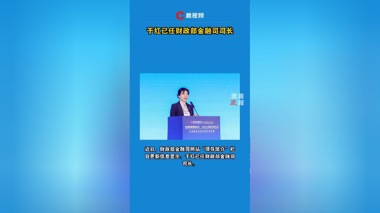 于红已任财政部金融司司长