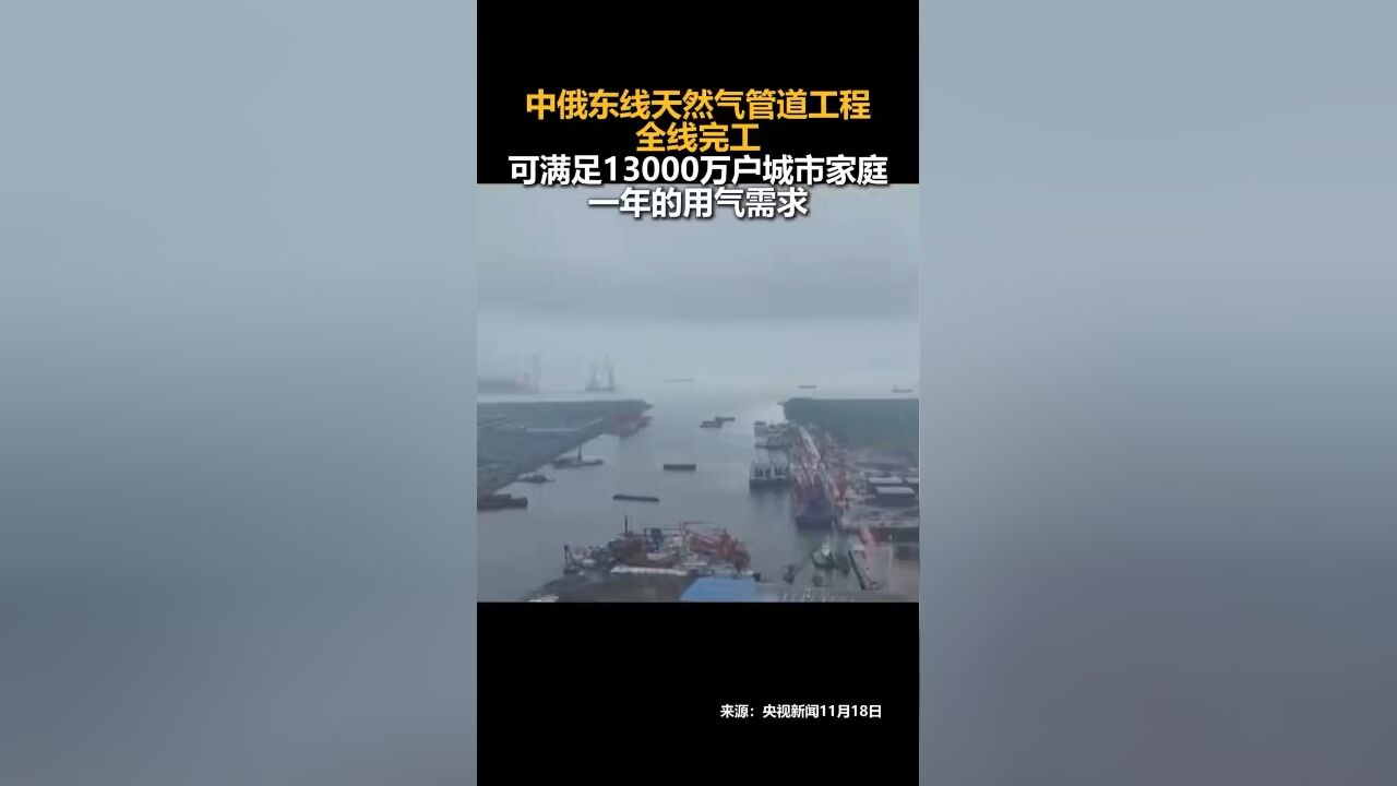 中俄东线天然气管道工程全线完工,可满足13000万户城市家庭一年的用气需求