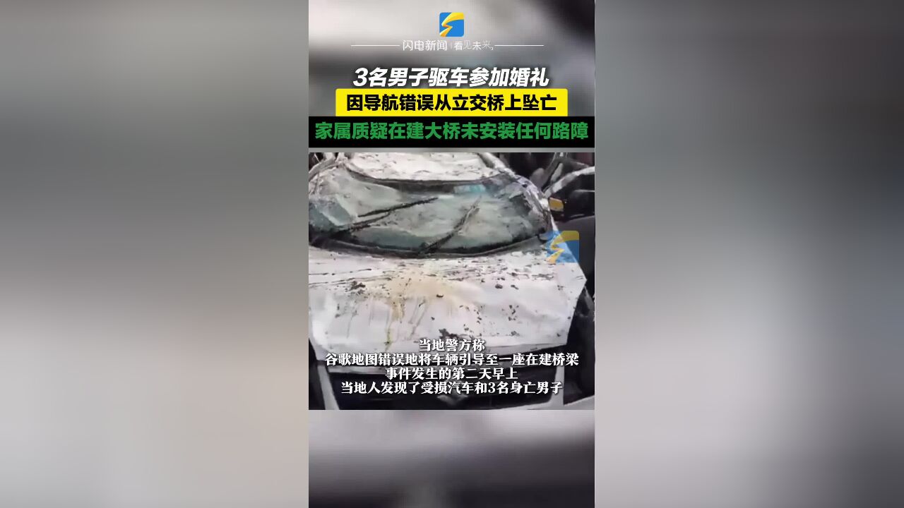 3名男子驱车参加婚礼 因导航错误从立交桥上坠亡