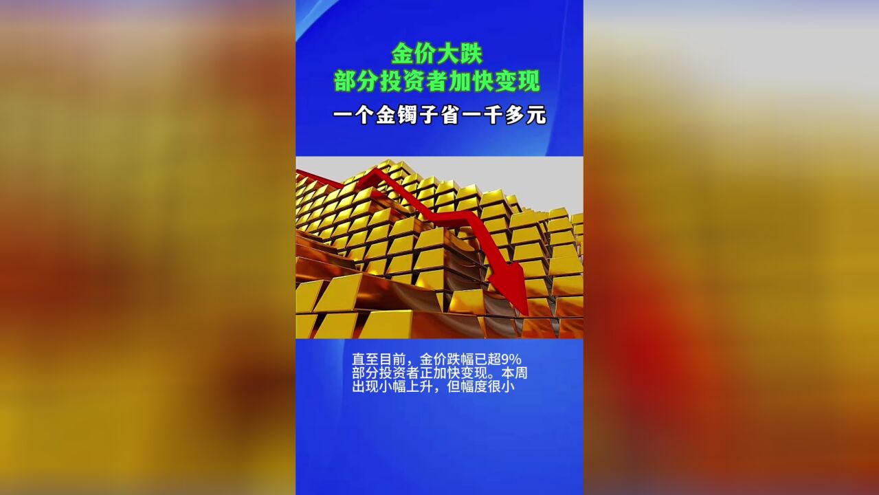 金价大跌,现在买一个金镯子能省一千多元,你还看好黄金上涨吗?