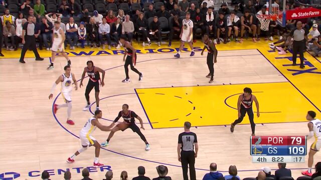 NBA季前赛：开拓者vs勇士中文解说全场回放