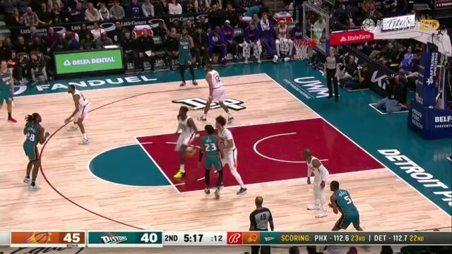 NBA常规赛：太阳vs活塞第2节 英文解说回放