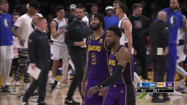 NBA常规赛：独行侠vs湖人第4节英文原声回放