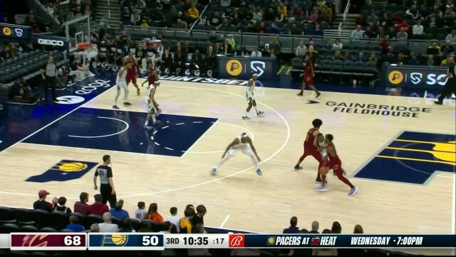 NBA常规赛：骑士vs步行者第3节英文原声回放