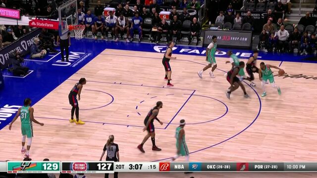 NBA常规赛：马刺vs活塞加时二 中文解说回放