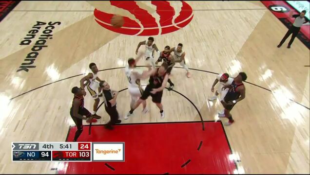 NBA常规赛：鹈鹕vs猛龙第4节英文原声回放