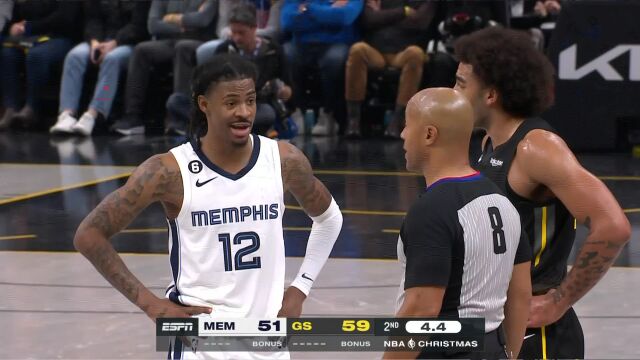 NBA常规赛：灰熊vs勇士第2节英文原声回放