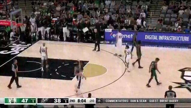 NBA常规赛：凯尔特人vs马刺第2节中文解说回放