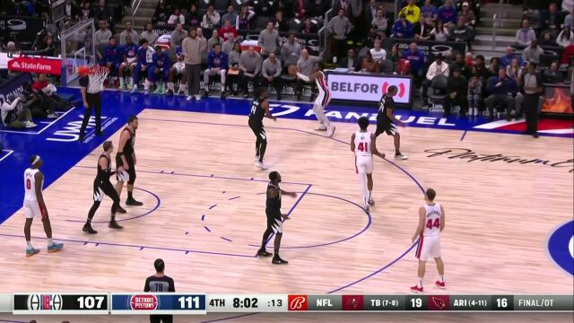 NBA常规赛：快船vs活塞英文原声全场回放