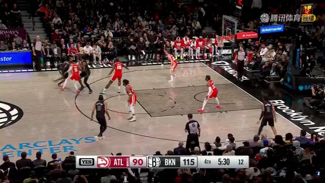 NBA常规赛：老鹰vs篮网第4节英文原声回放