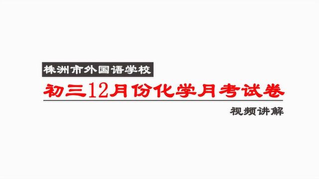 株洲市外国语学校初三12月份化学月考试卷