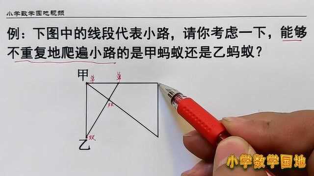 小学数学二年级奥数学习课堂 只有两个单数点的情况能一笔画图形