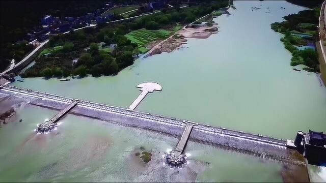 瑞安高楼滩脚堰坝,高空俯瞰又是一道风景