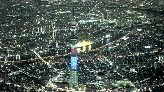 空中拍摄日本夜景