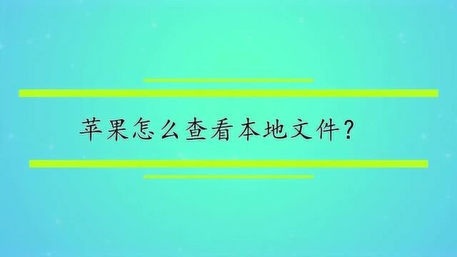 苹果怎么查看本地文件?