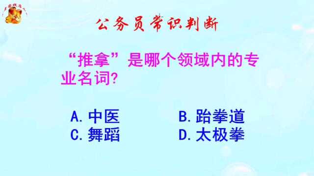 公务员常识判断,推拿是哪个领域内的专业名词?这题很易错哦