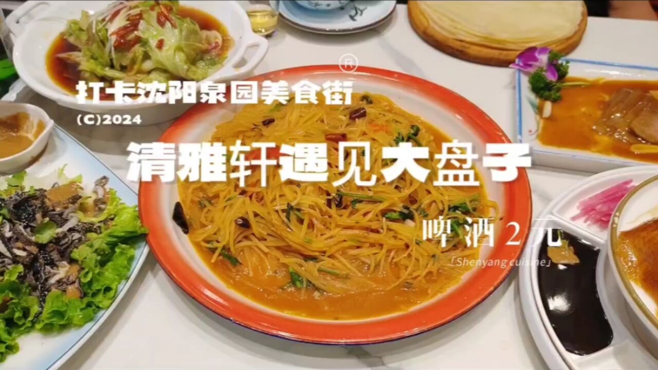 打卡沈阳泉园美食街,清雅轩遇见大盘子,啤酒2元1瓶