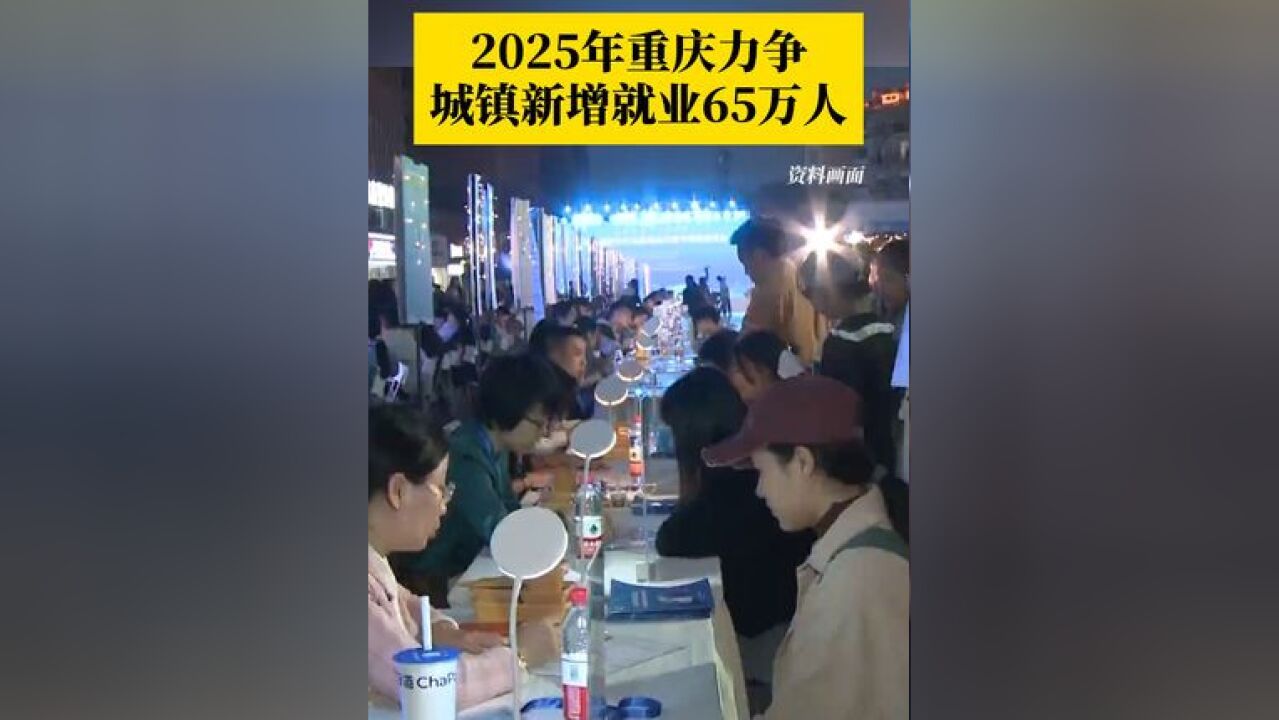 2025年重庆力争城镇新增就业65万人,高校毕业生等青年留渝来渝40万人,引进人才8万人,技工院校招生3.4万人