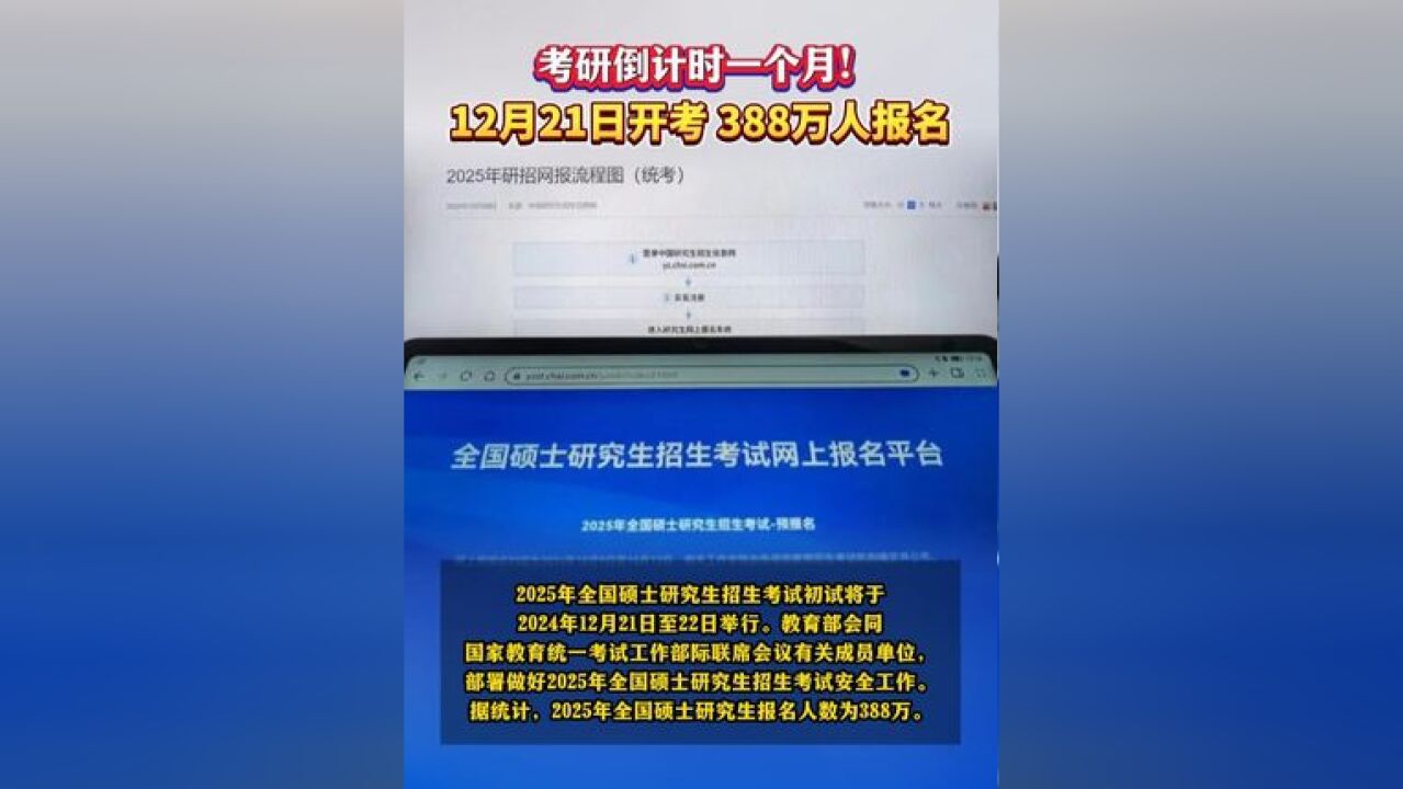 考研倒计时一个月!12月21日开考 388万人报名