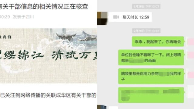 成都市纪委监委回应网传干部不雅聊天记录,相关情况正在核查